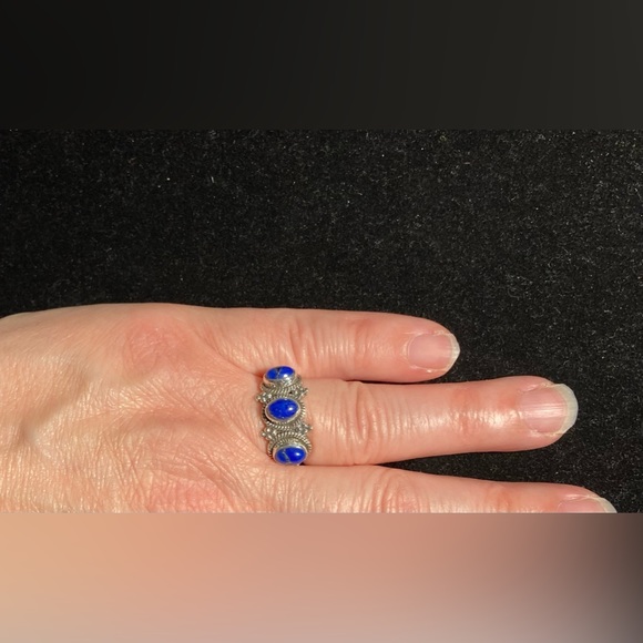 Doug Paulus Sterling Silver Lapis Ornate Ring - Picture 5 of 6